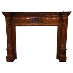 Walnut Late Victorian Period Antique Fire Surround