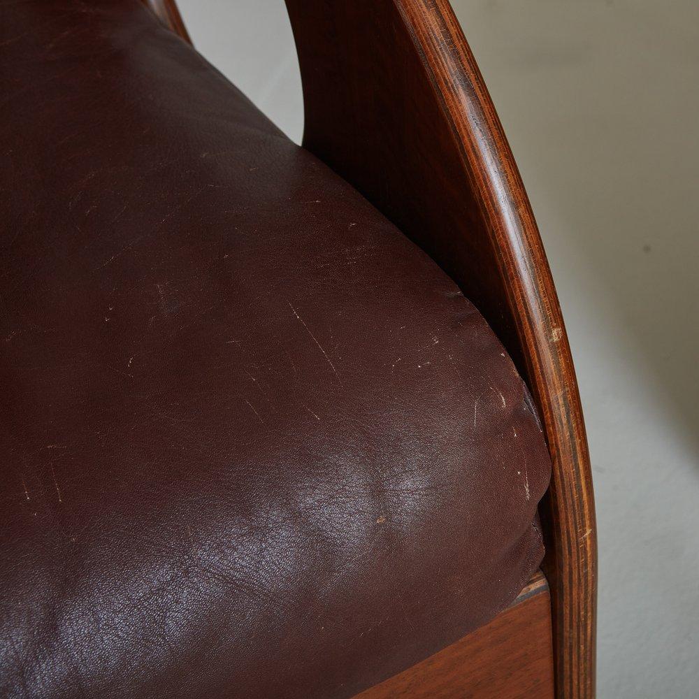 Walnut + Leather 2 Seat ‘Arcata’ Sofas by Gae Aulenti for Poltronova, Italy 1968 For Sale 1