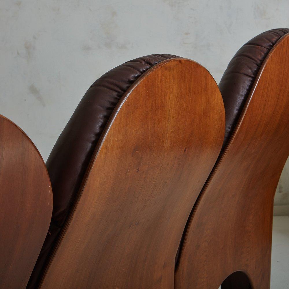 Walnut + Leather 3 Seat ‘Arcata’ Sofa by Gae Aulenti for Poltronova, Italy 1968 For Sale 7