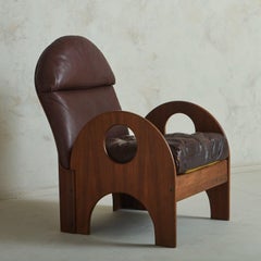 Walnut + Leather 'Arcata' Chair by Gae Aulenti for Poltronova, Italy 1968