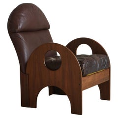 Walnut + Leather 'Arcata' Chair by Gae Aulenti for Poltronova, Italy 1968