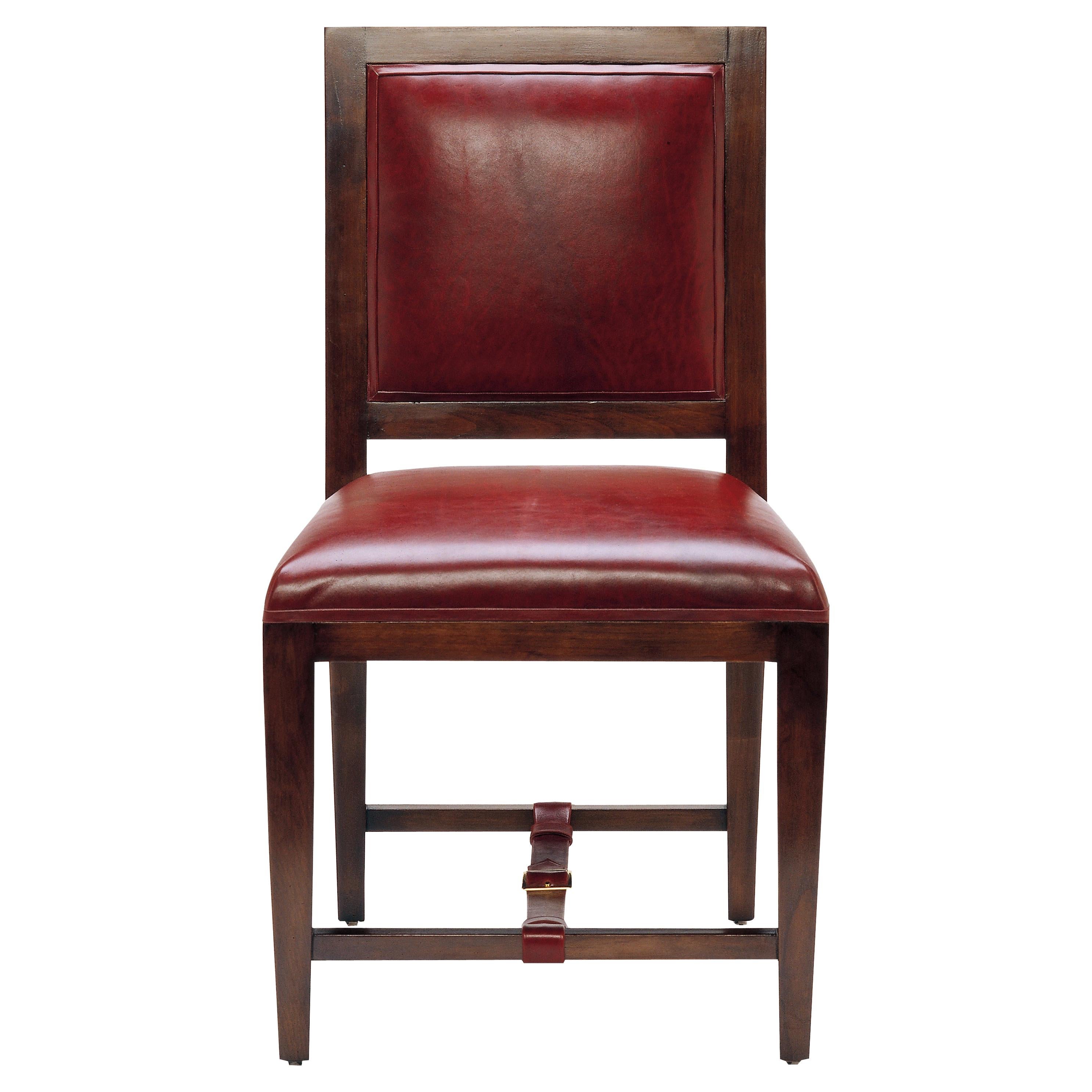 Walnut & Leather Dining Chair For Sale