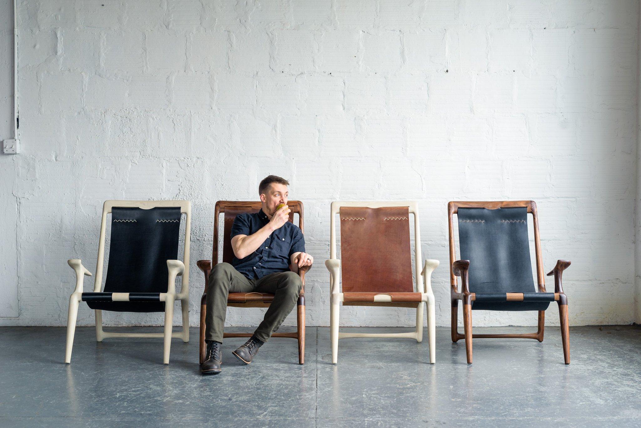 Sling Chair aus Nussbaum und Leder von Fernweh Woodworking im Zustand „Neu“ im Angebot in Geneve, CH