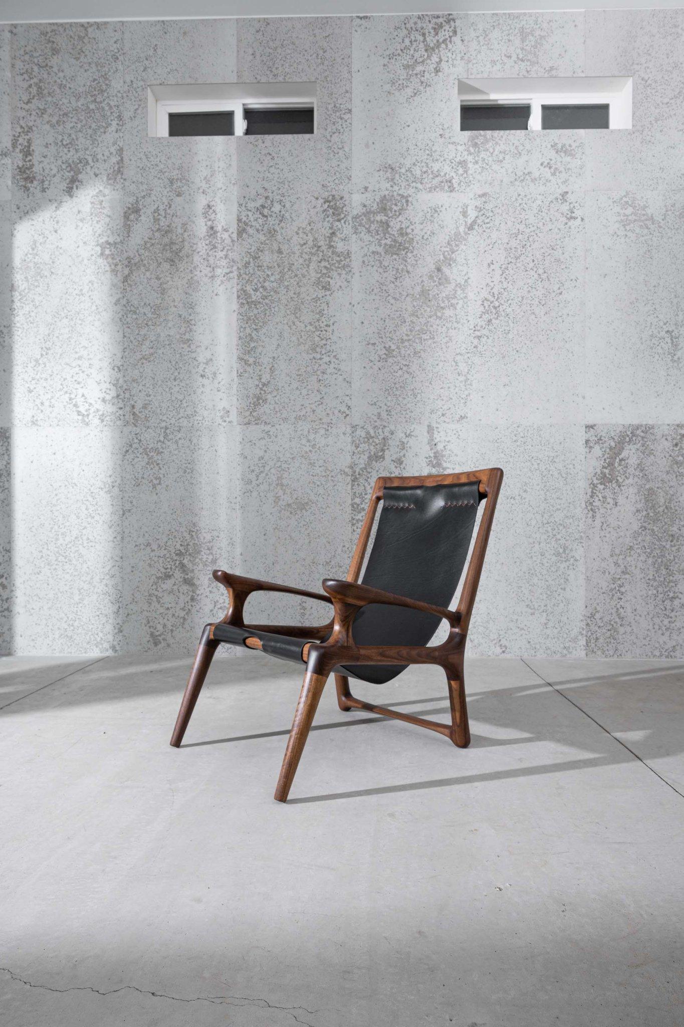 Walnut & leather sling chair mod 2 by Fernweh Woodworking
Dimensions: 
W 27