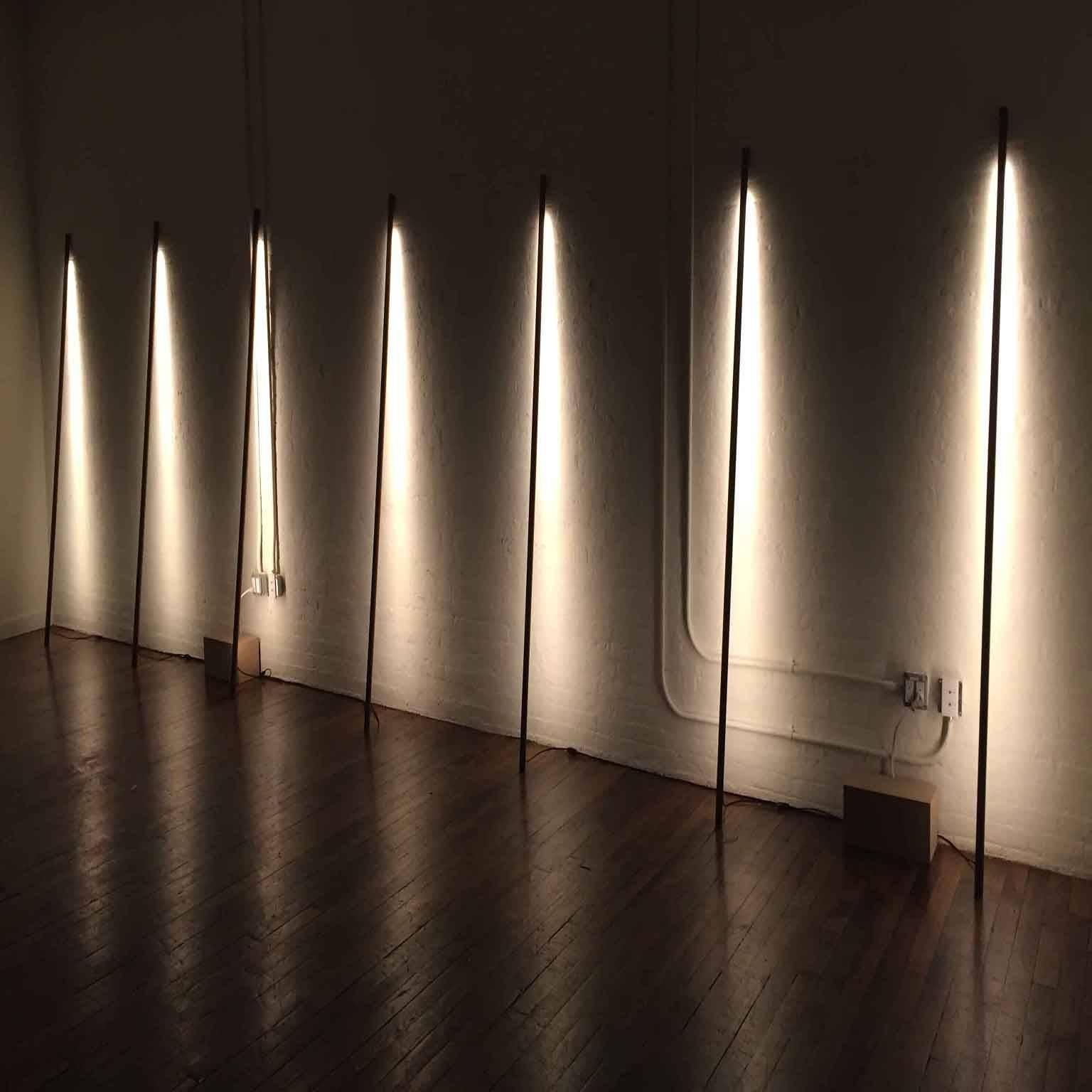 Walnut LED Line Light Sculpture In New Condition For Sale In Brooklyn, NY