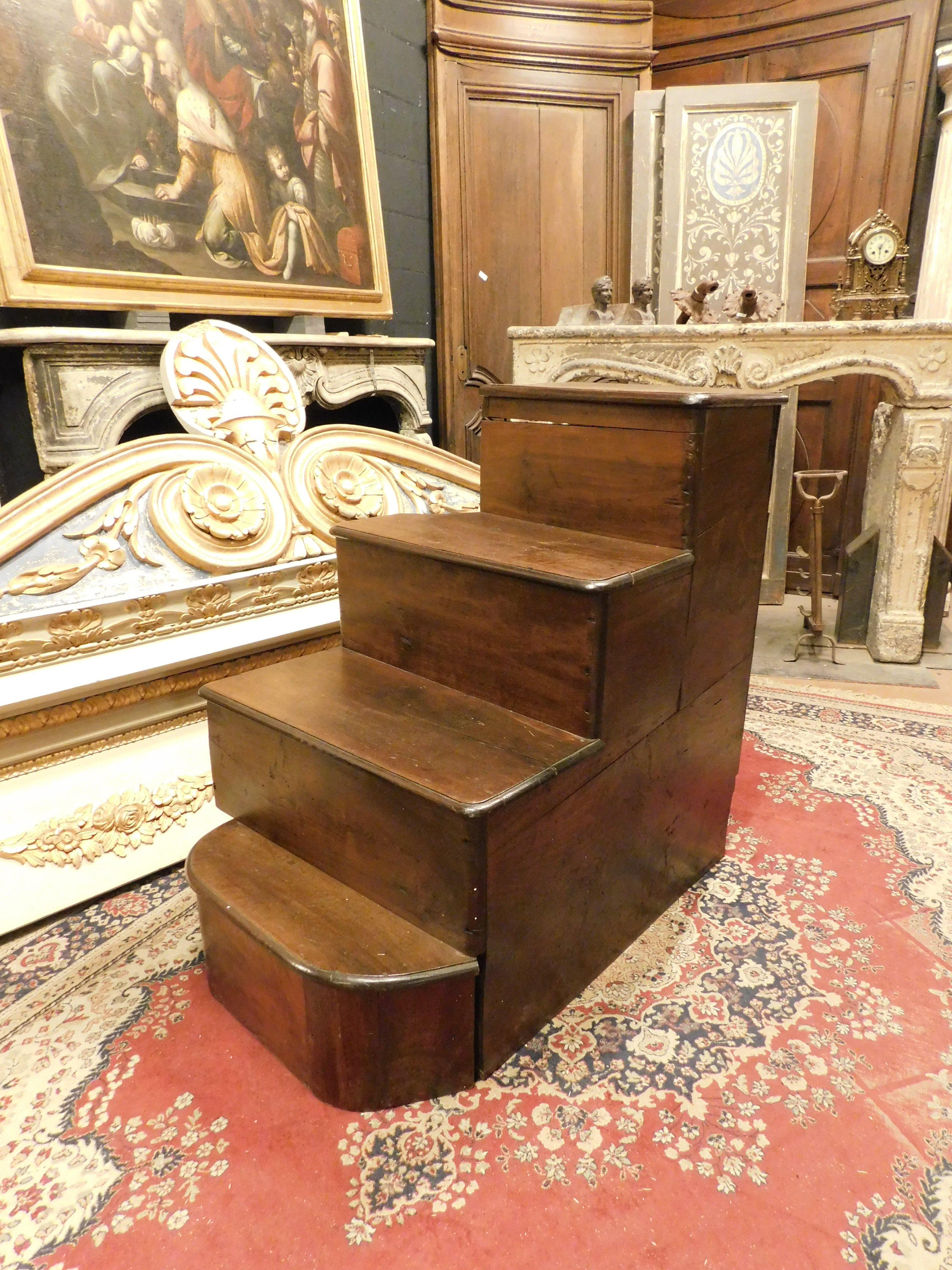 Bibliotheksleiter aus Nussbaumholz, 4 Schritte, Italien (Italienisch)