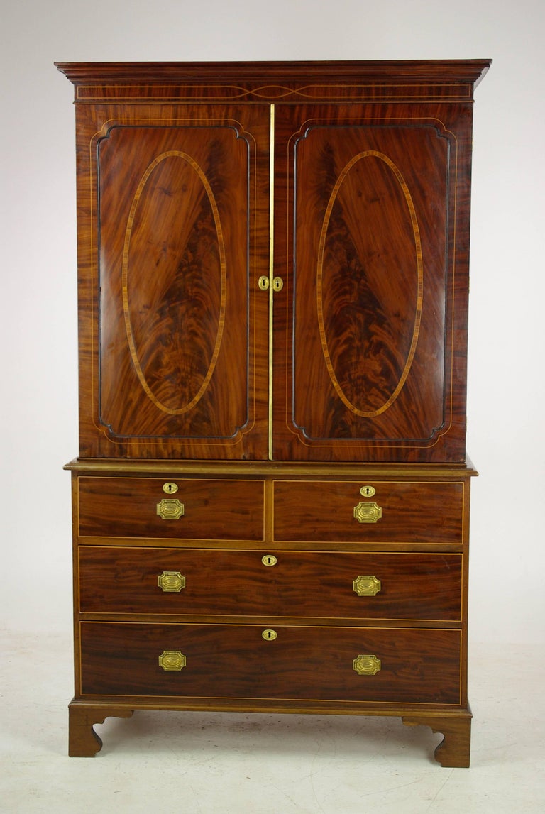 Walnut Linen Press, Antique Armoire, Victorian Linen Press, Scotland