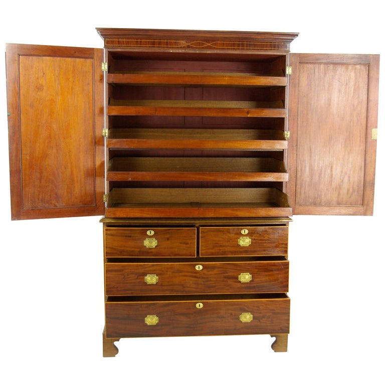 Walnut Linen Press, Antique Armoire, Victorian Linen Press, Scotland
