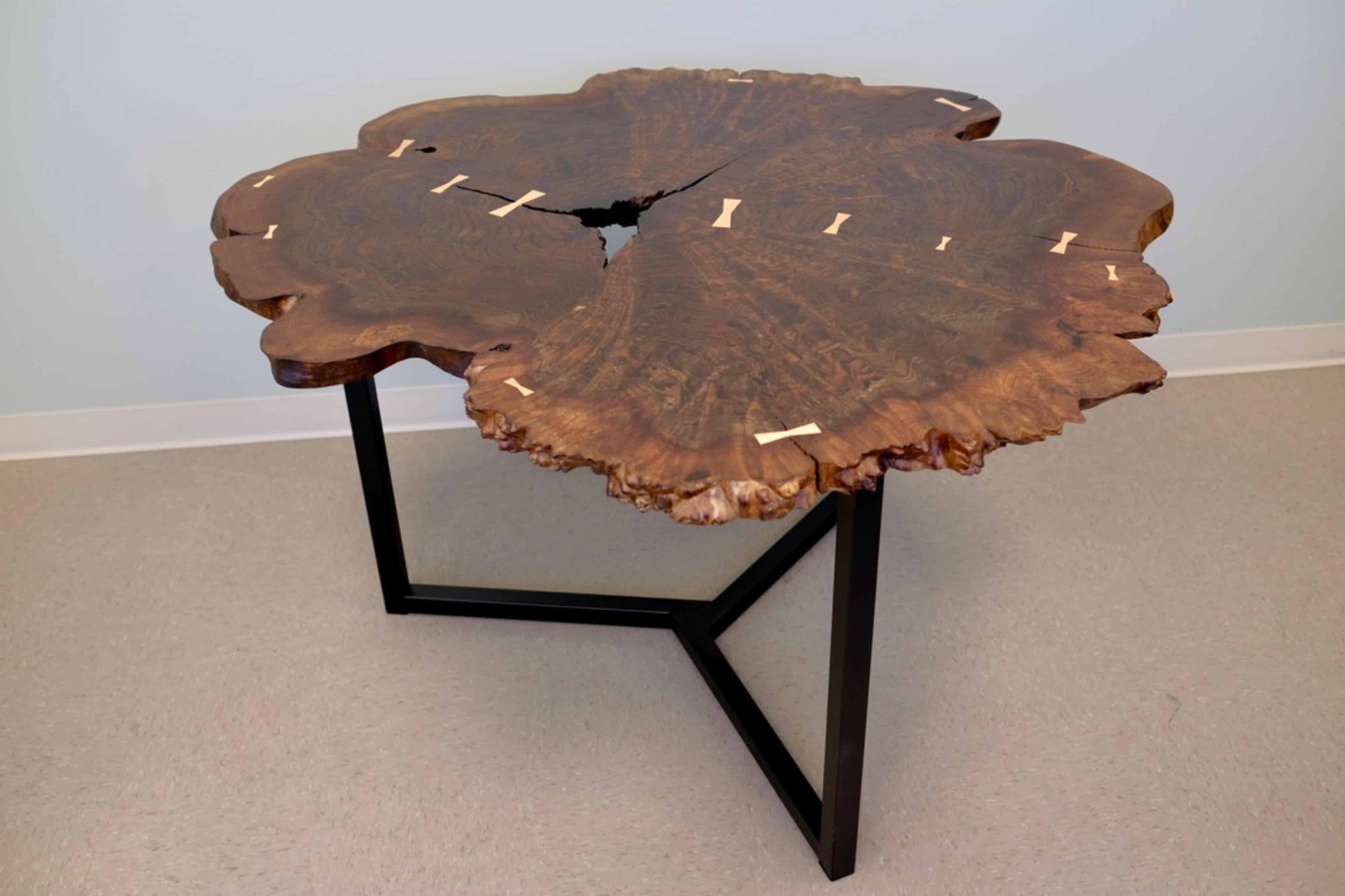 American Walnut Live Edge Dining Table For Sale