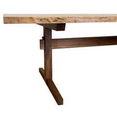 Walnut Live-Edge Slab Mid-Century Style Sen Trestle Table by New York Heartwoods