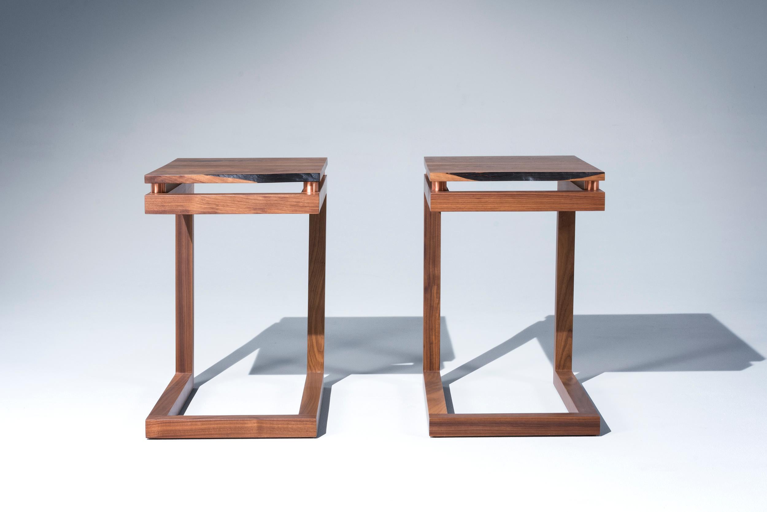 Joinery Walnut Live Edge with Copper Tubing Side Table 