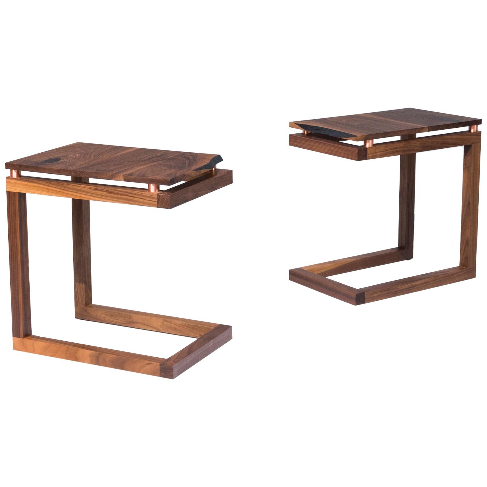 Walnut Live Edge with Copper Tubing Side Table "Clairmount End Table"