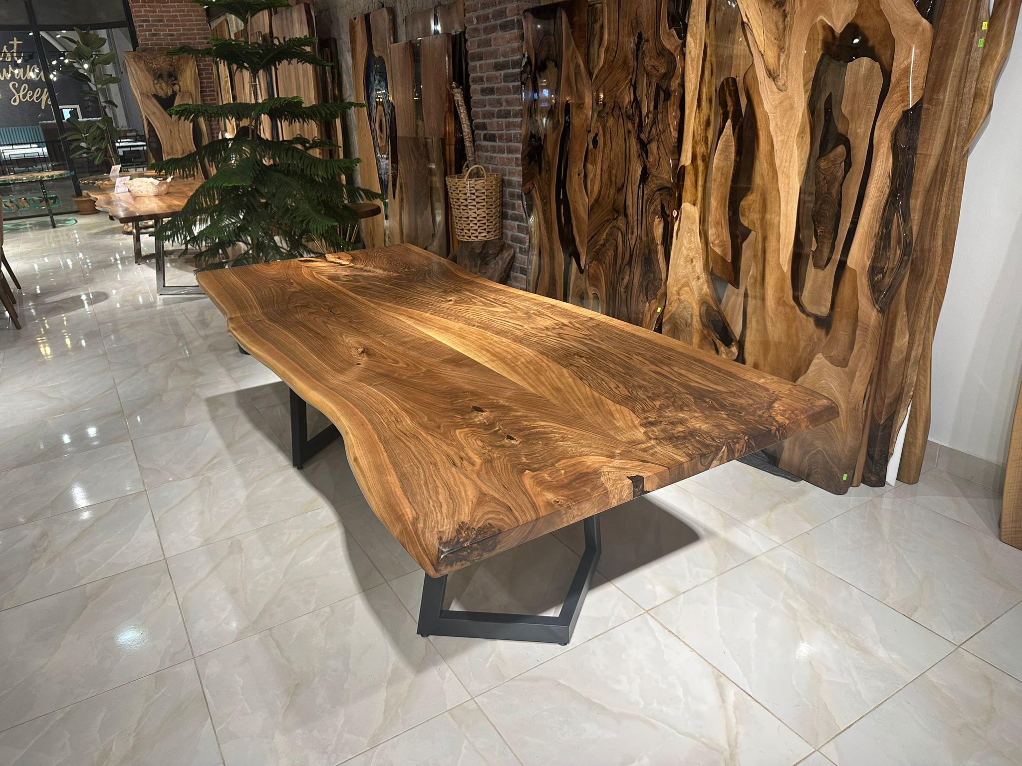Woodwork Walnut Live Edge Wooden Kitchen Table For Sale