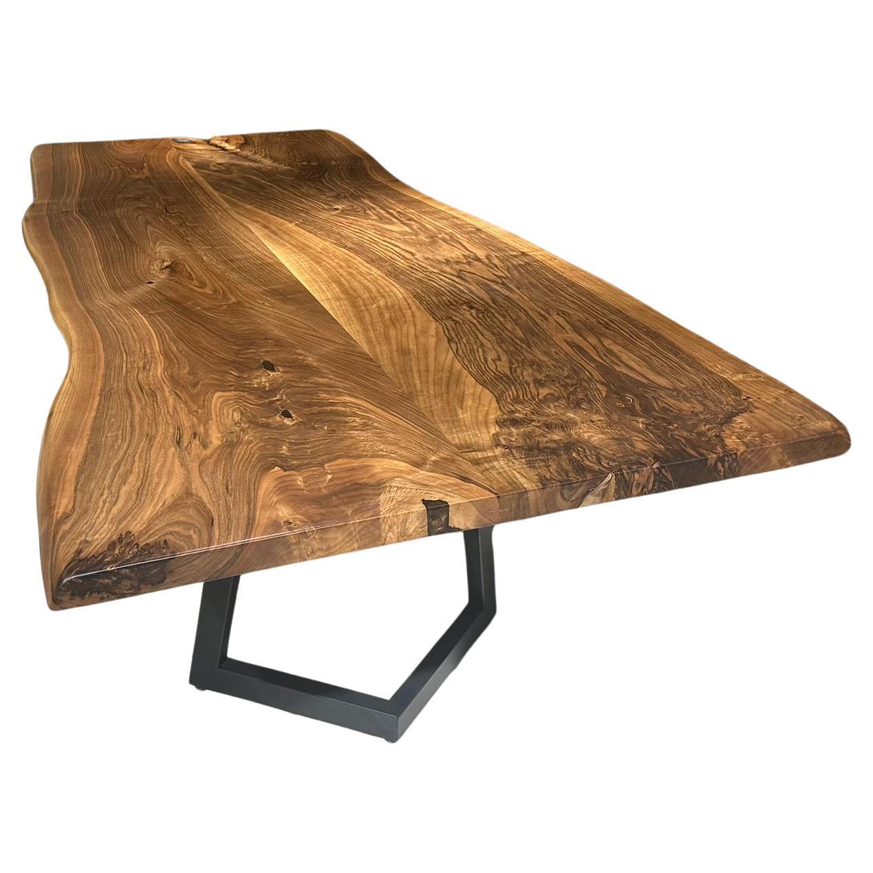 Walnut Live Edge Wooden Kitchen Table For Sale