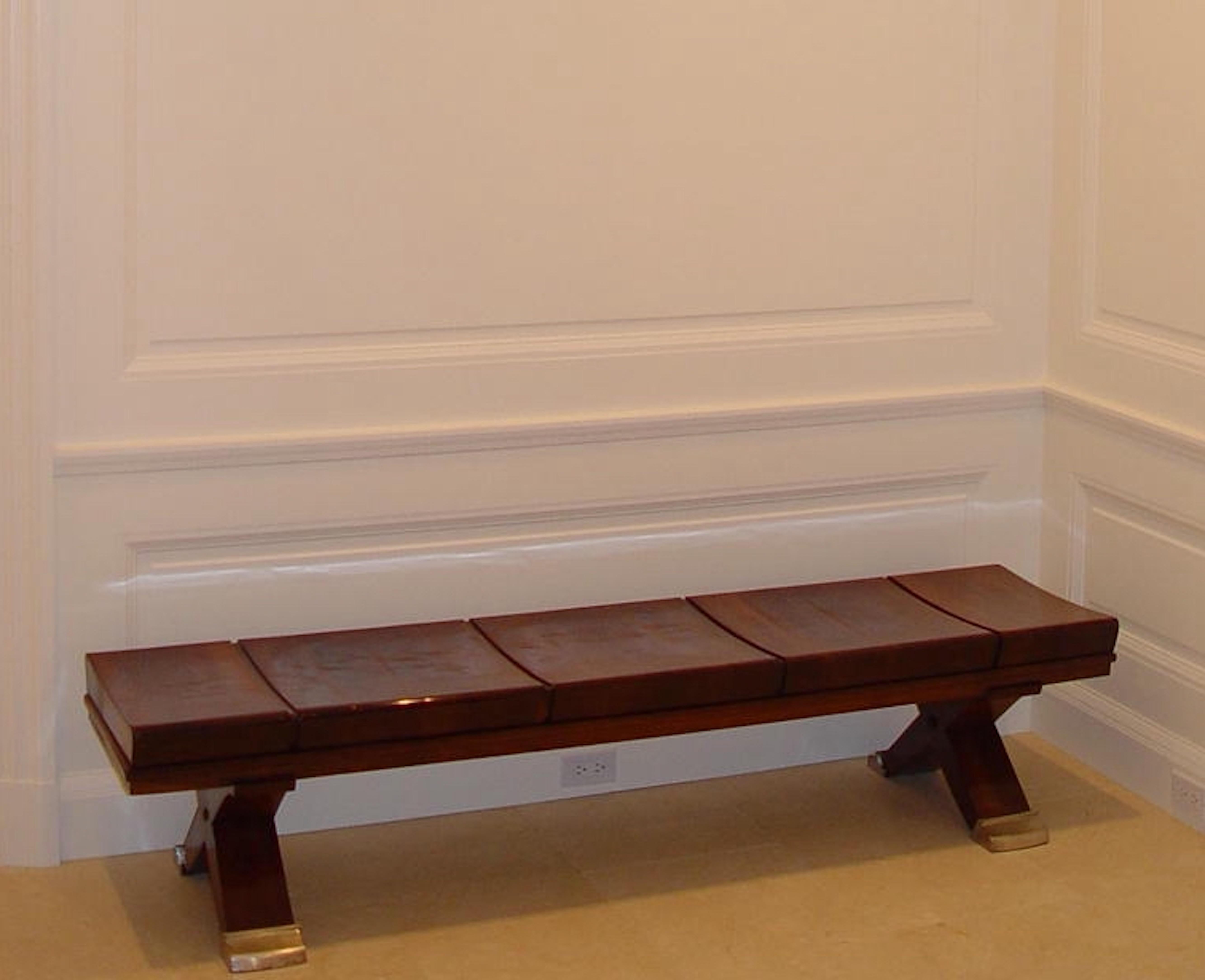 Walnut Long Art Deco Style Bench In Good Condition For Sale In New York, NY