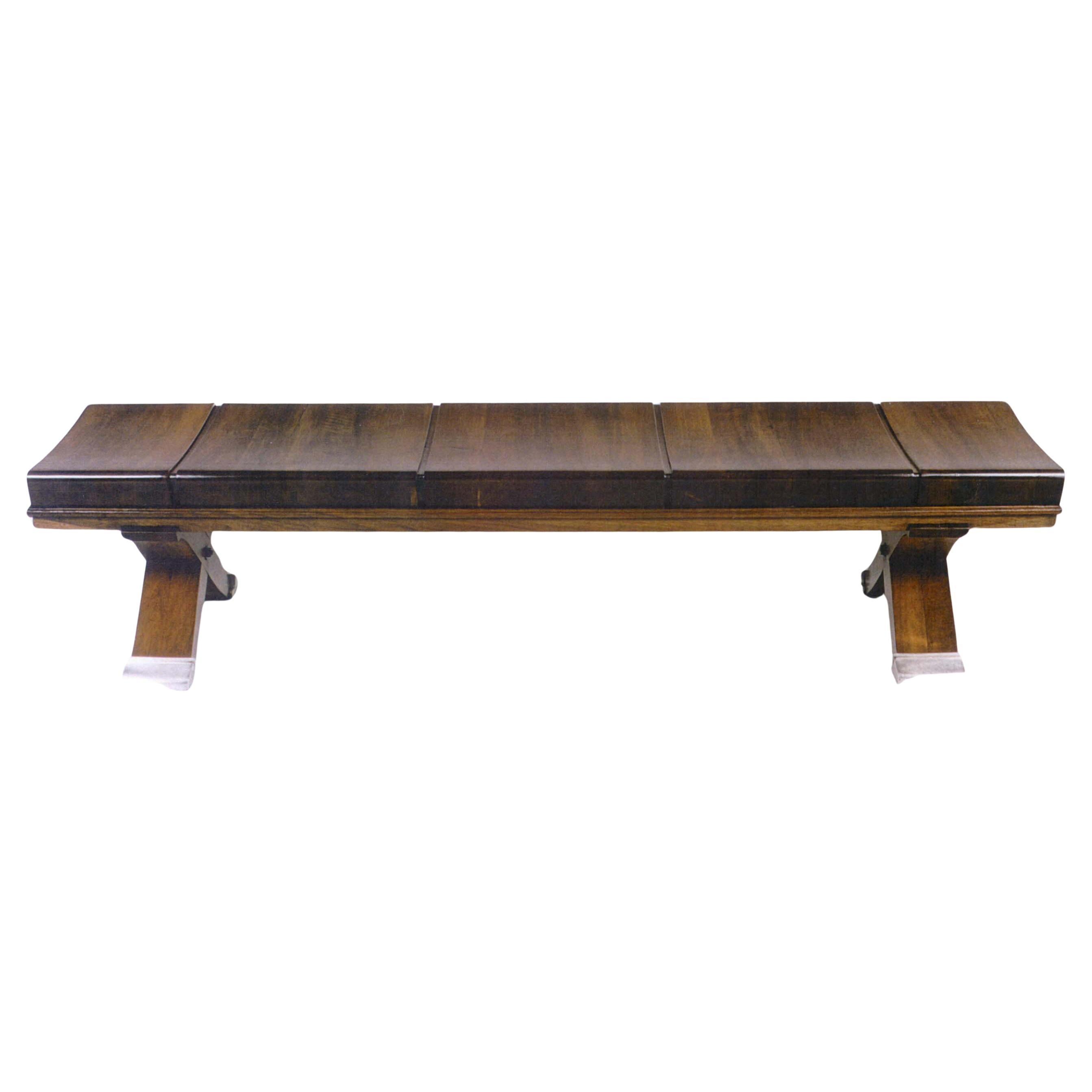 Walnut Long Art Deco Style Bench For Sale