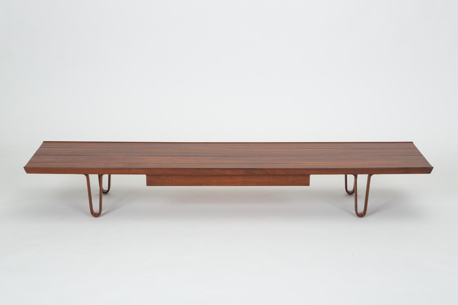 Mid-Century Modern Walnut “Long John” Bench or Coffee Table by Edward Wormley for Dunbar