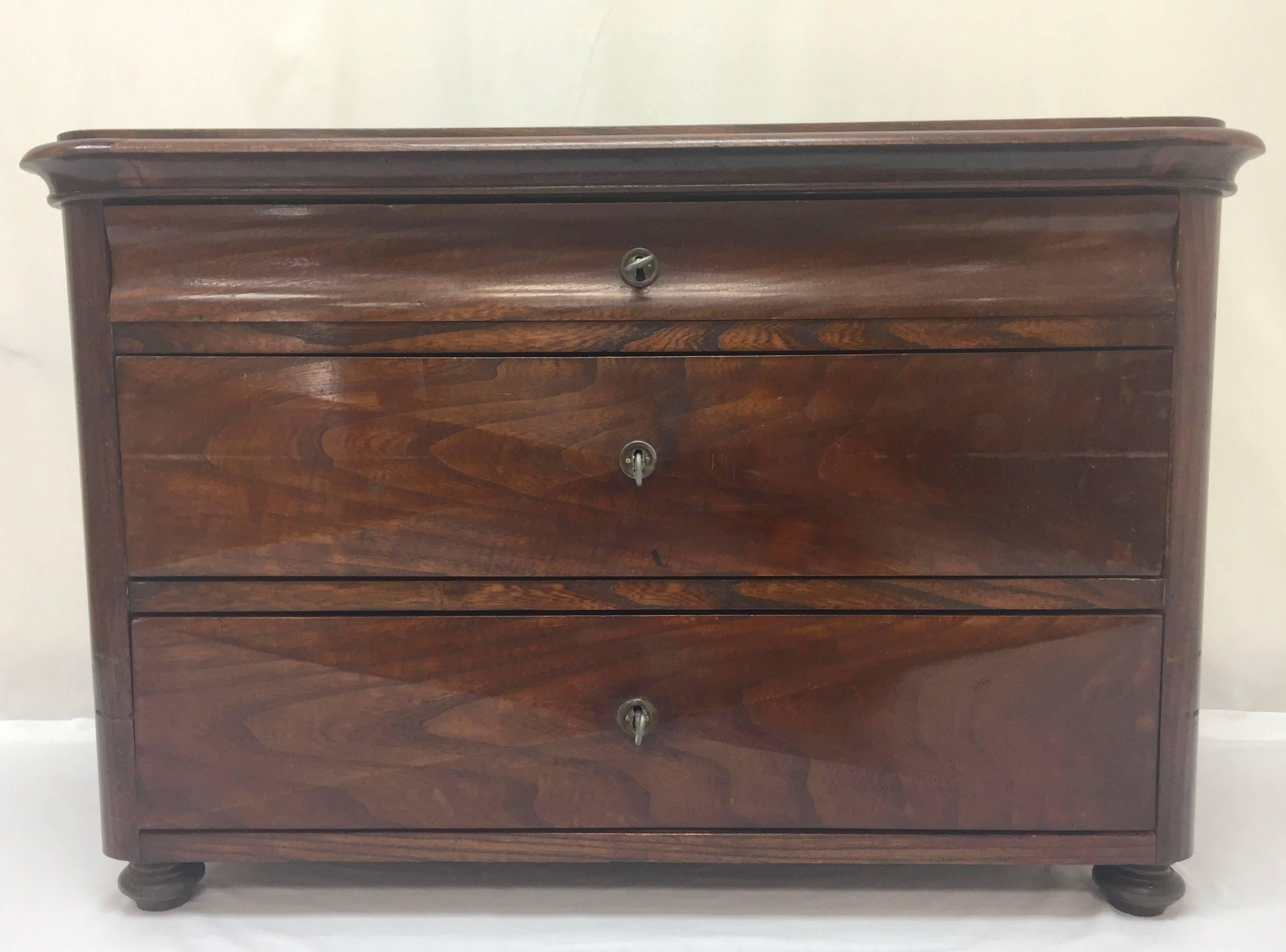 Walnut Louis-Philippe Three-Drawer Chest or Commode 4