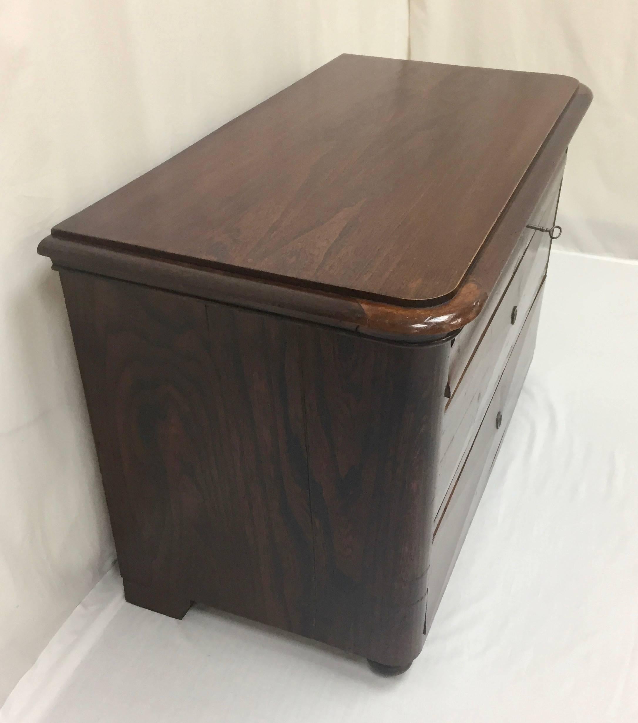 French Walnut Louis-Philippe Three-Drawer Chest or Commode