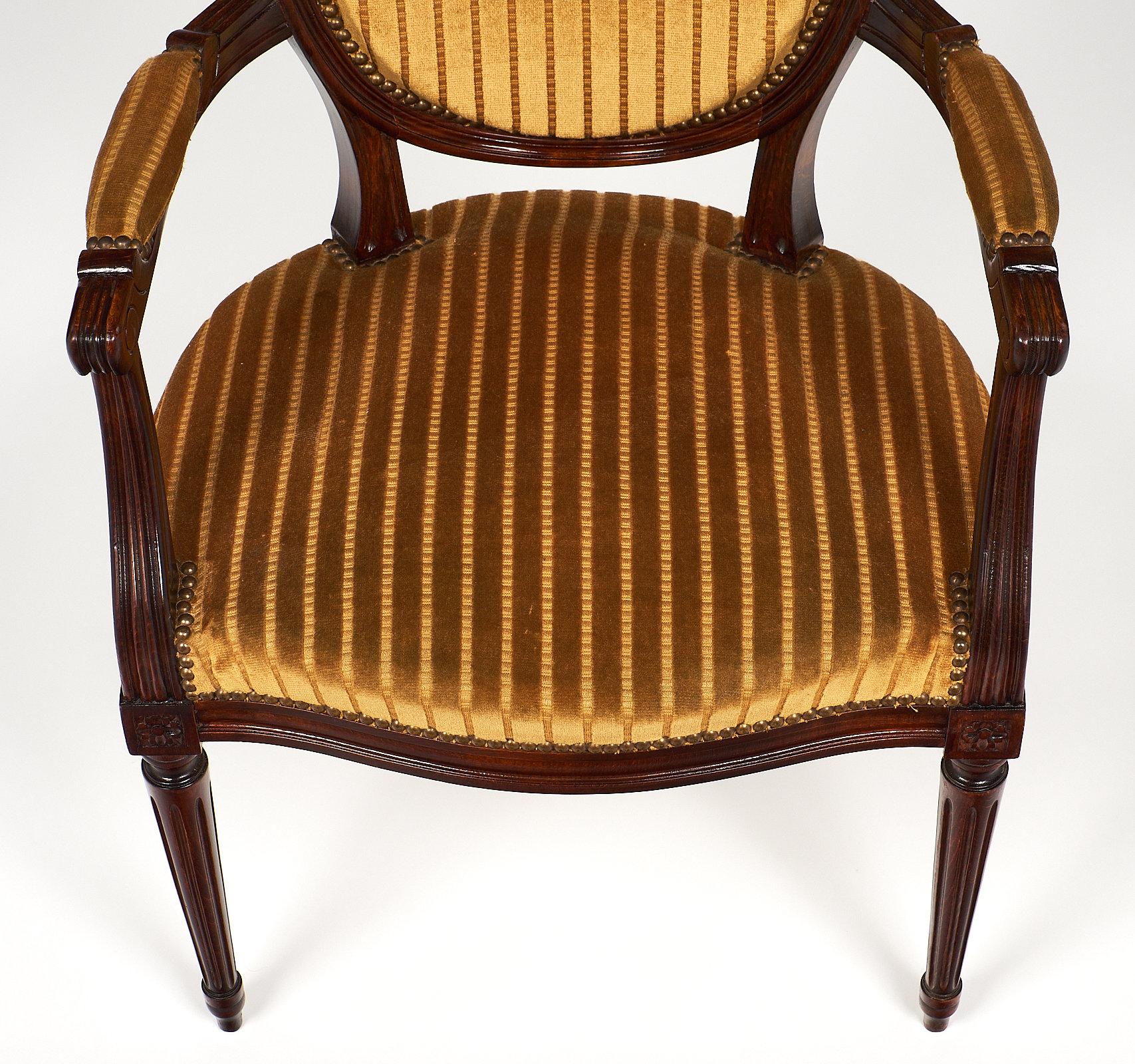 Early 20th Century Walnut Louis XVI Style Armchair