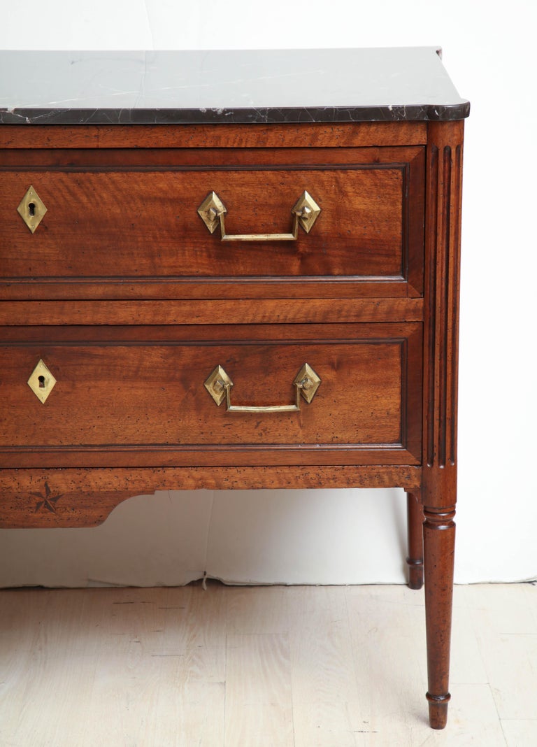French Walnut Louis XVI Two-Drawer Commode For Sale