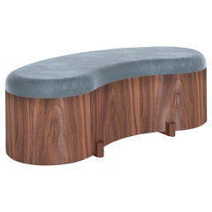 Walnut Lounge Bench with Velvet Seat - Lounge Bench NAMI