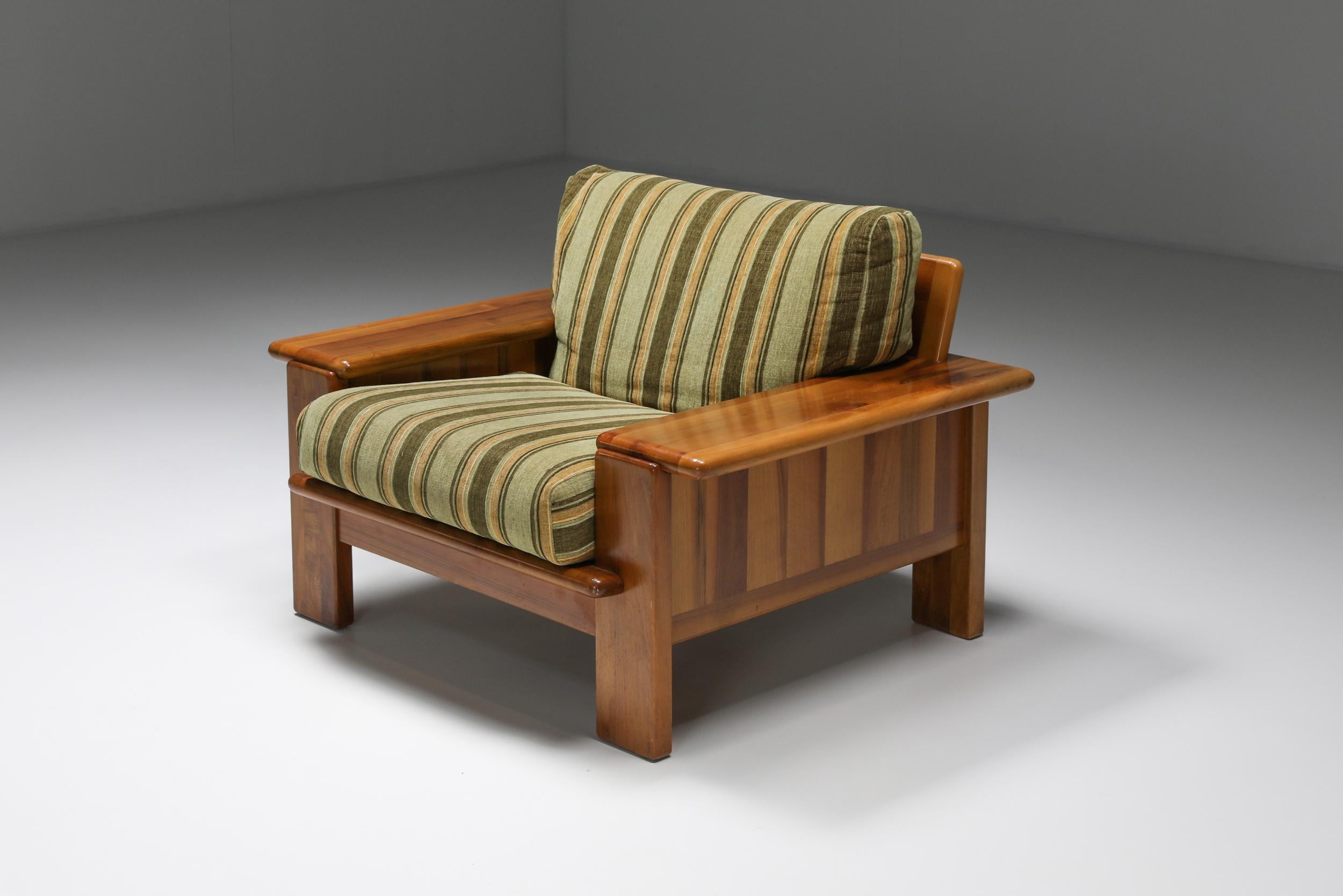 Italian Walnut Lounge Chair in the Style of Scarpa