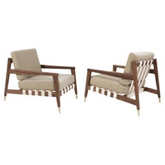 Walnut Lounge Chairs by Edmond J. Spence, 1950s
