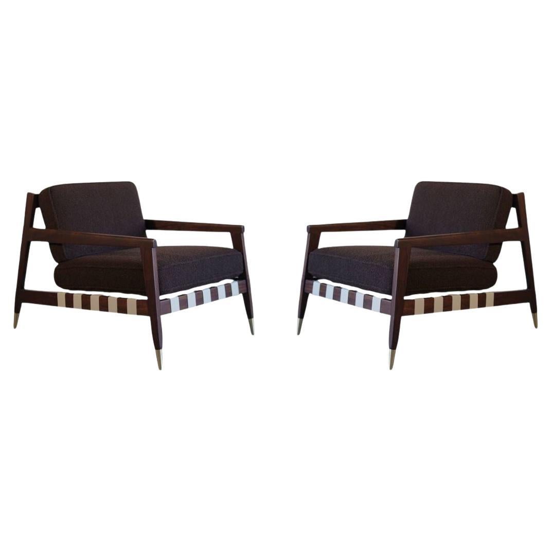 Walnut Lounge Chairs by Edmond J. Spence, C. 1950s