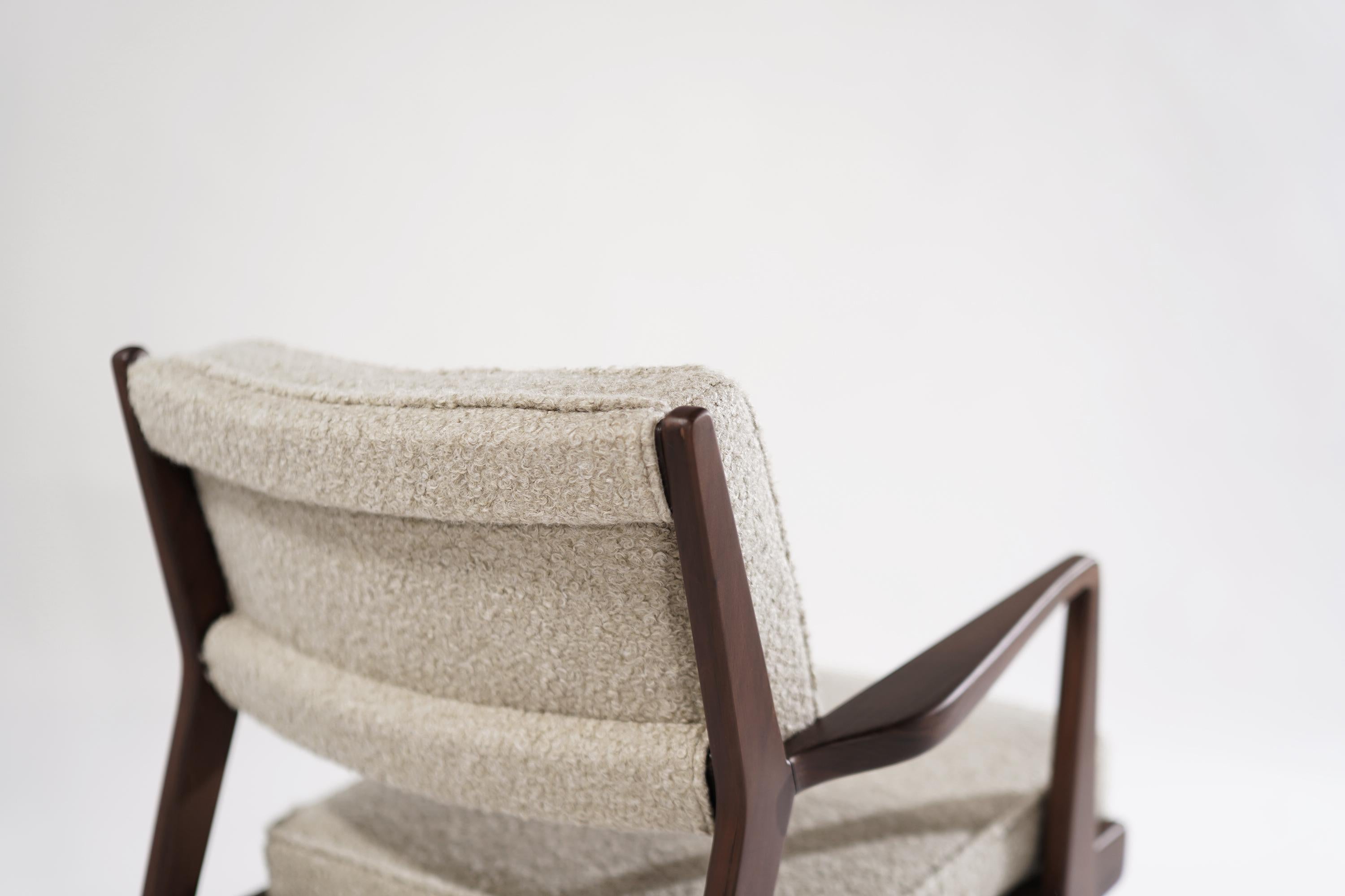 Walnut Lounge Chairs by Jens Risom in Bouclé, 1950s 5