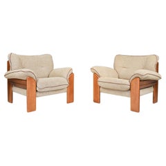 Walnut Lounge Chairs by Sapporo for Mobil Girgi, made in 1970s Italy.