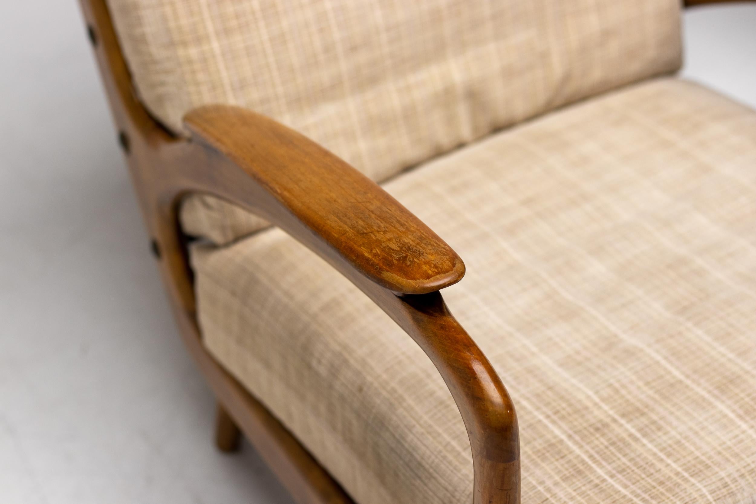 Walnut Lounge Chairs by Sprij Meubelen, Vlaardingen, Netherlands, 1950 In Fair Condition In Dronten, NL