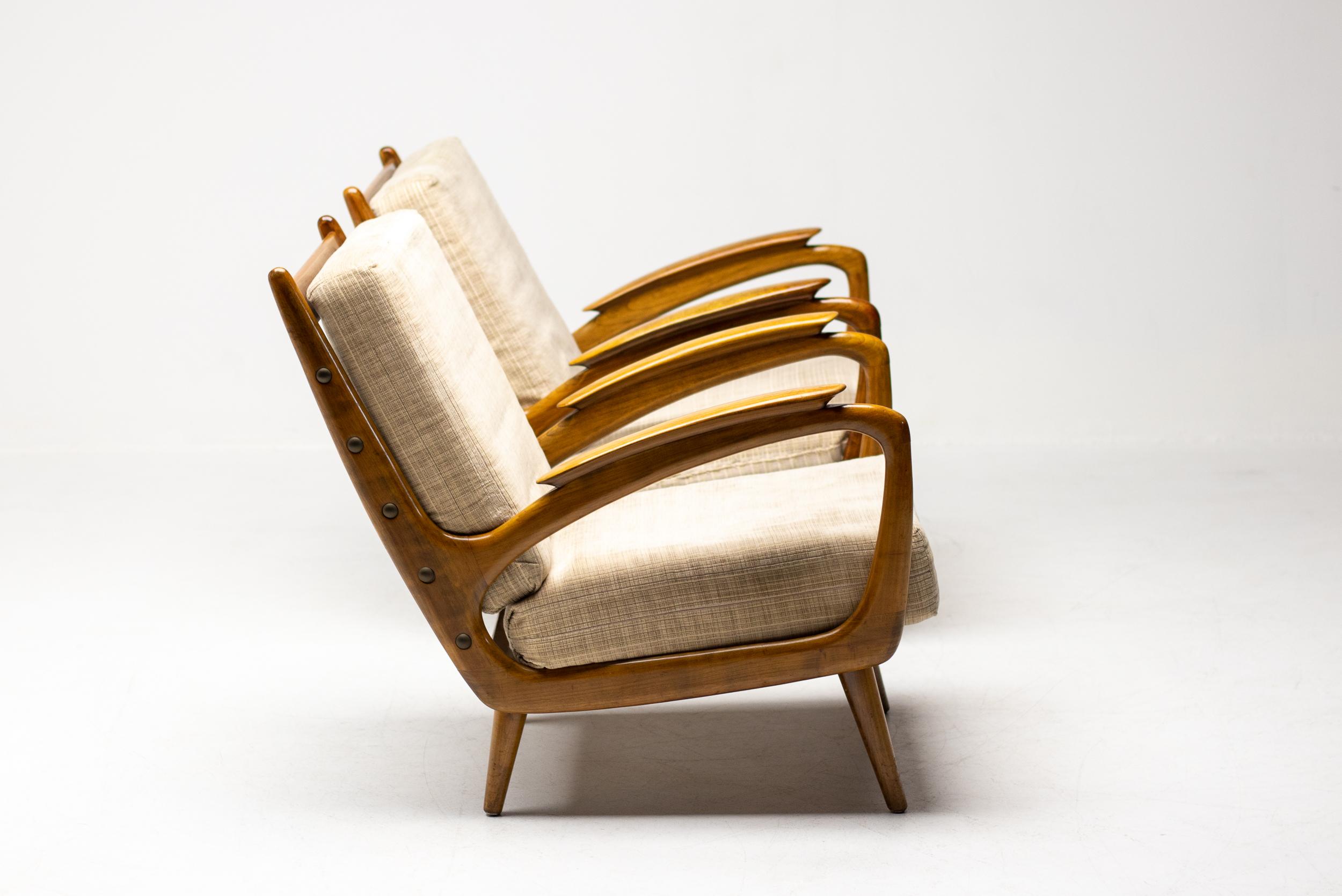 Walnut Lounge Chairs by Sprij Meubelen, Vlaardingen, Netherlands, 1950 1