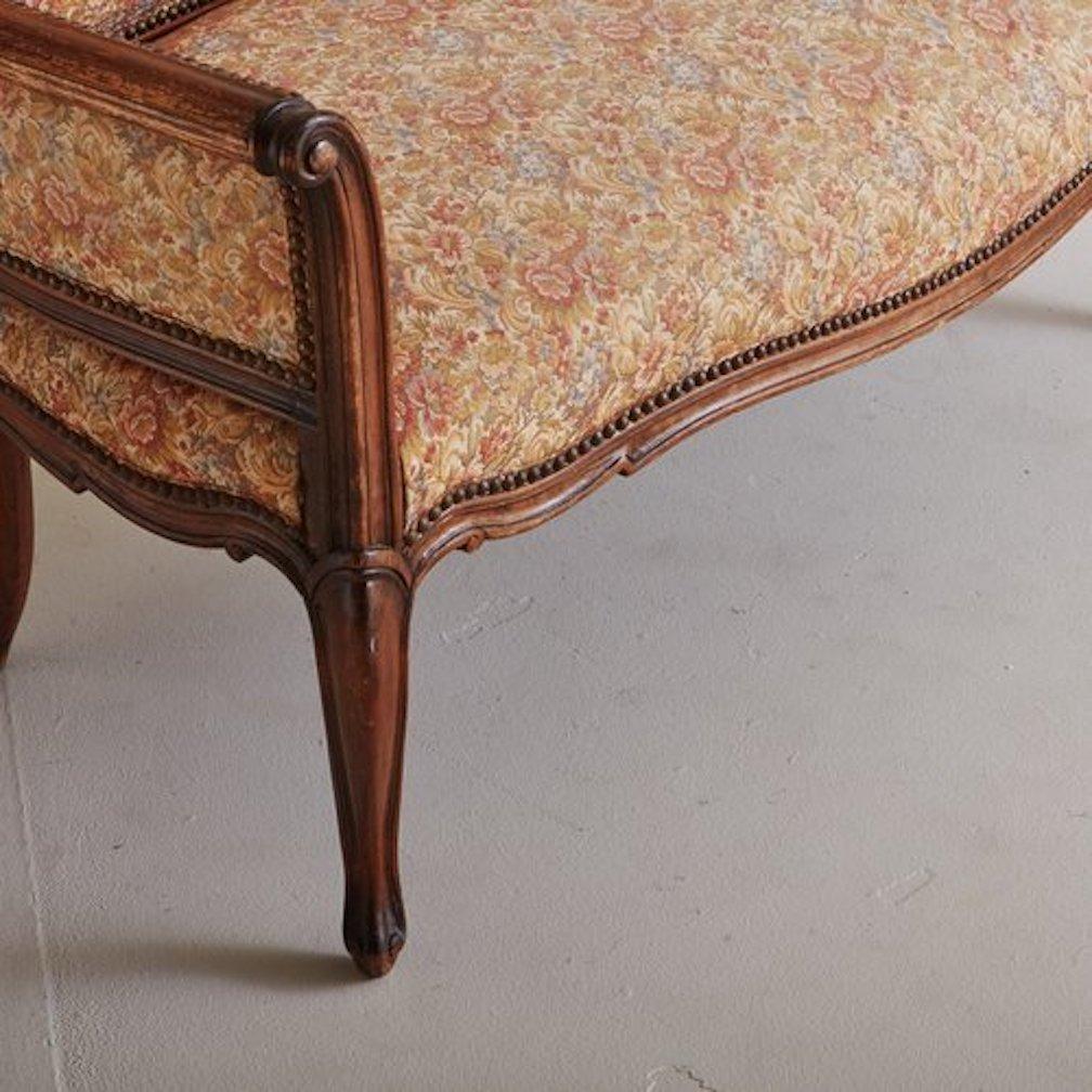 Walnut Loveseat in Original Floral Fabric, France, 20th Century, 2 Available 8