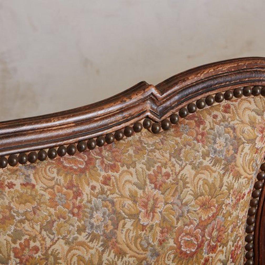 Walnut Loveseat in Original Floral Fabric, France, 20th Century, 2 Available 10
