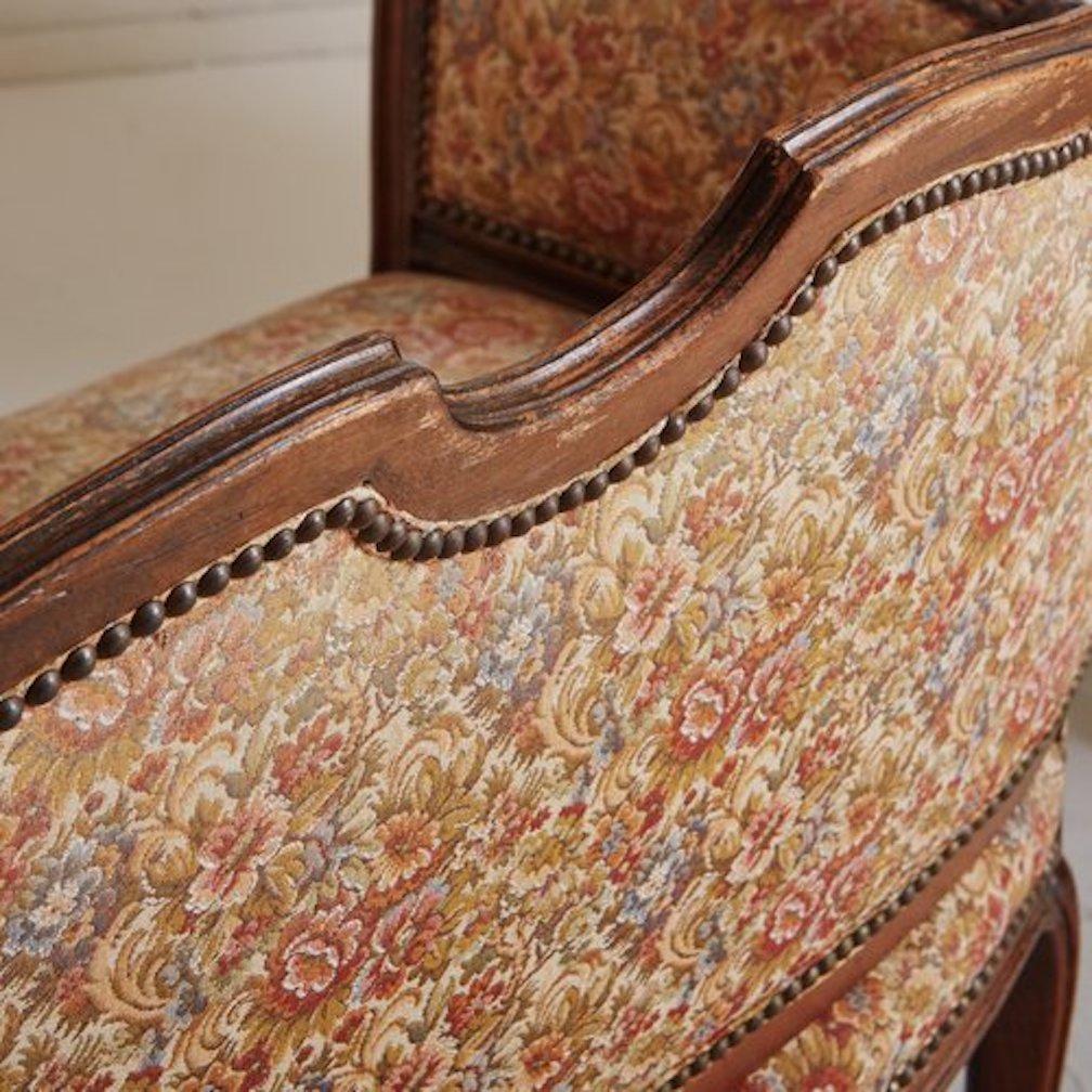 Walnut Loveseat in Original Floral Fabric, France, 20th Century, 2 Available 11