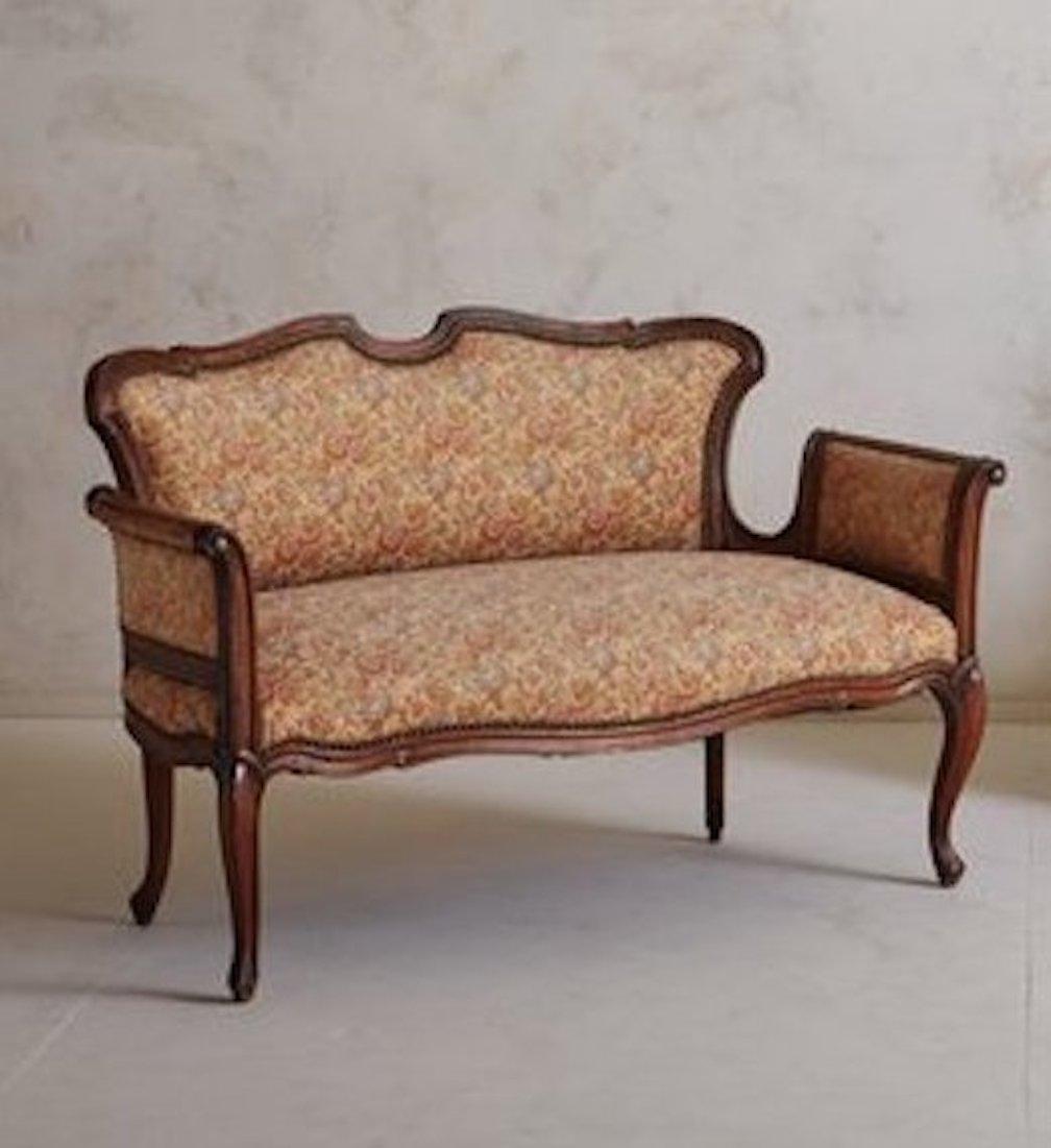 French Provincial Walnut Loveseat in Original Floral Fabric, France, 20th Century, 2 Available