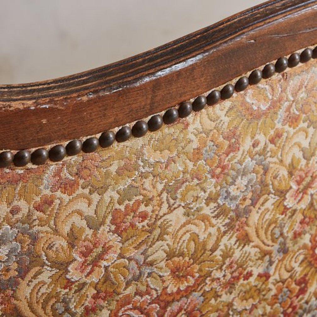 Walnut Loveseat in Original Floral Fabric, France, 20th Century, 2 Available 1