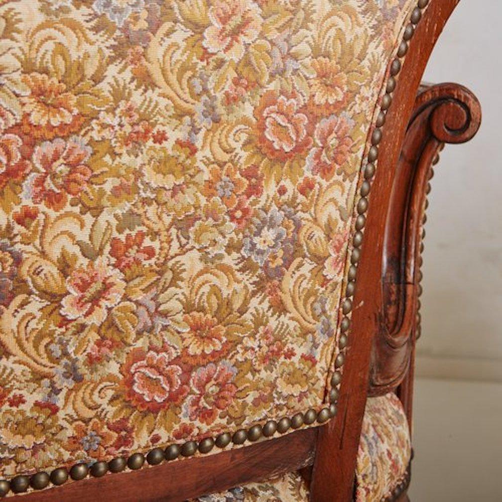 Walnut Loveseat in Original Floral Fabric, France, 20th Century, 2 Available 2