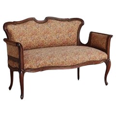Walnut Loveseat in Original Floral Fabric, France, 20th Century, 2 Available