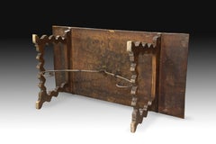 Walnut “Lyre Legs” Table with Wrought Iron Fasteners Spain Castille 17th Century