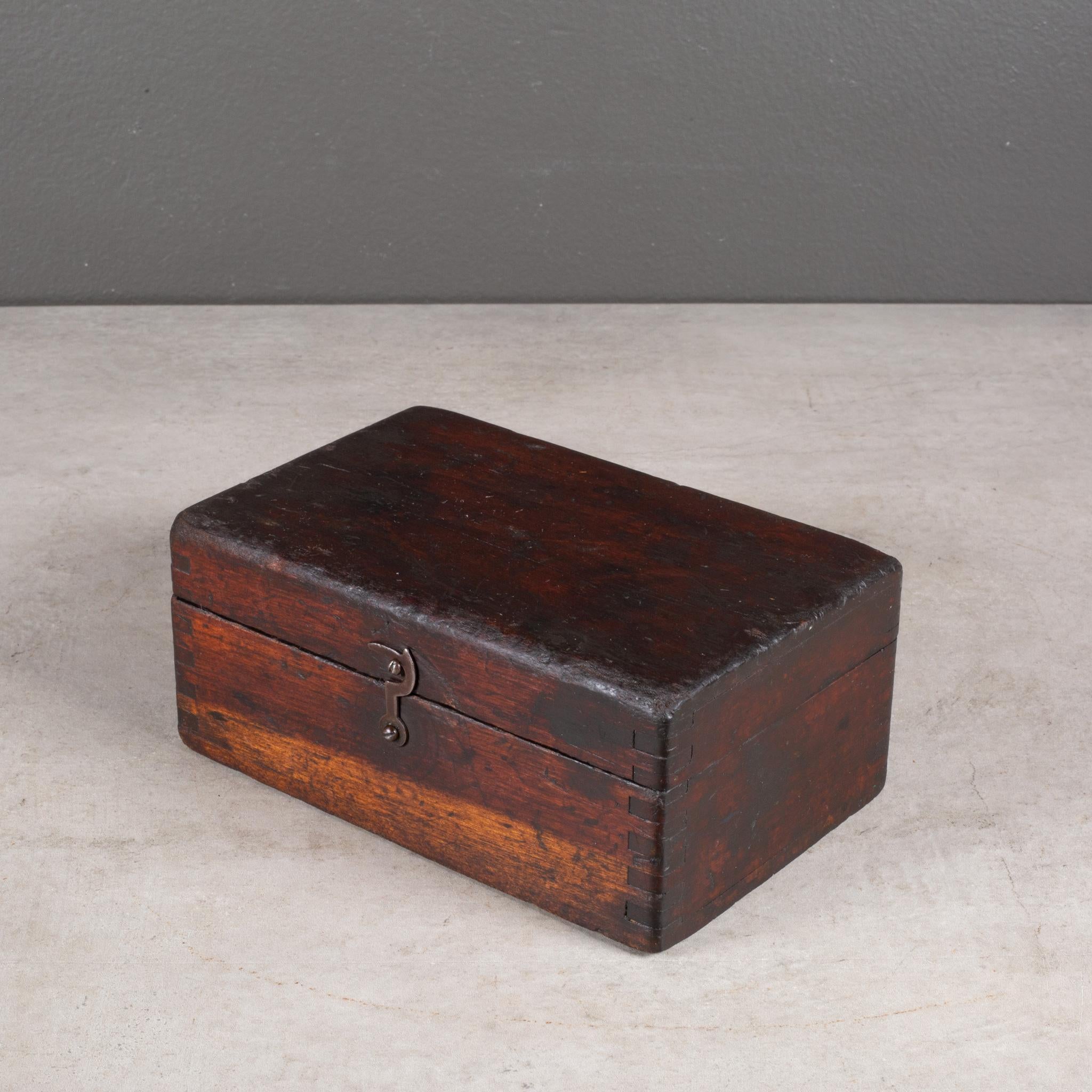 ABOUT

A Walnut machinist's tool box used to store cutting tools for a lathe. Dovetail joints.

    CREATOR Unknown.
    DATE OF MANUFACTURE c.1940-1950.
    MATERIALS AND TECHNIQUES Walnut, New Felt.
    CONDITION Good. Wear consistent with age and