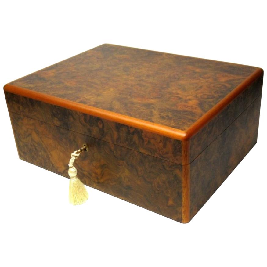 Walnut Mahogany Handmade Jewelry Casket Box by Manning of Ireland Irish New
