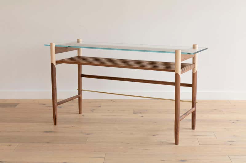 EARL Walnut Pill top bullnose edge Palang Dining Table For Sale at ...