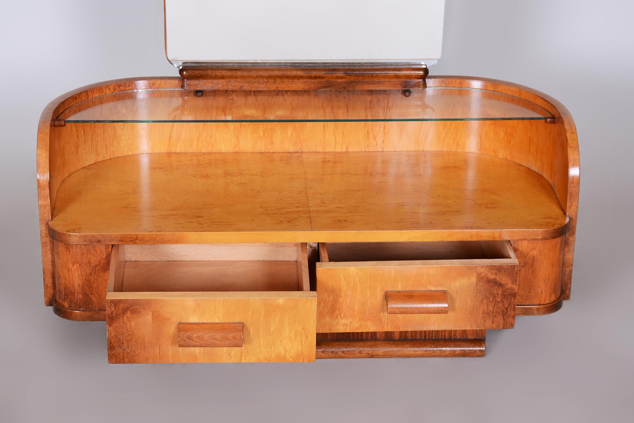 Walnut-Maple Art Deco Dressing Mirror, Jindrich Halabala for Up Zavody, 1930s In Good Condition In Brandys nad Labem, Středočeský kraj