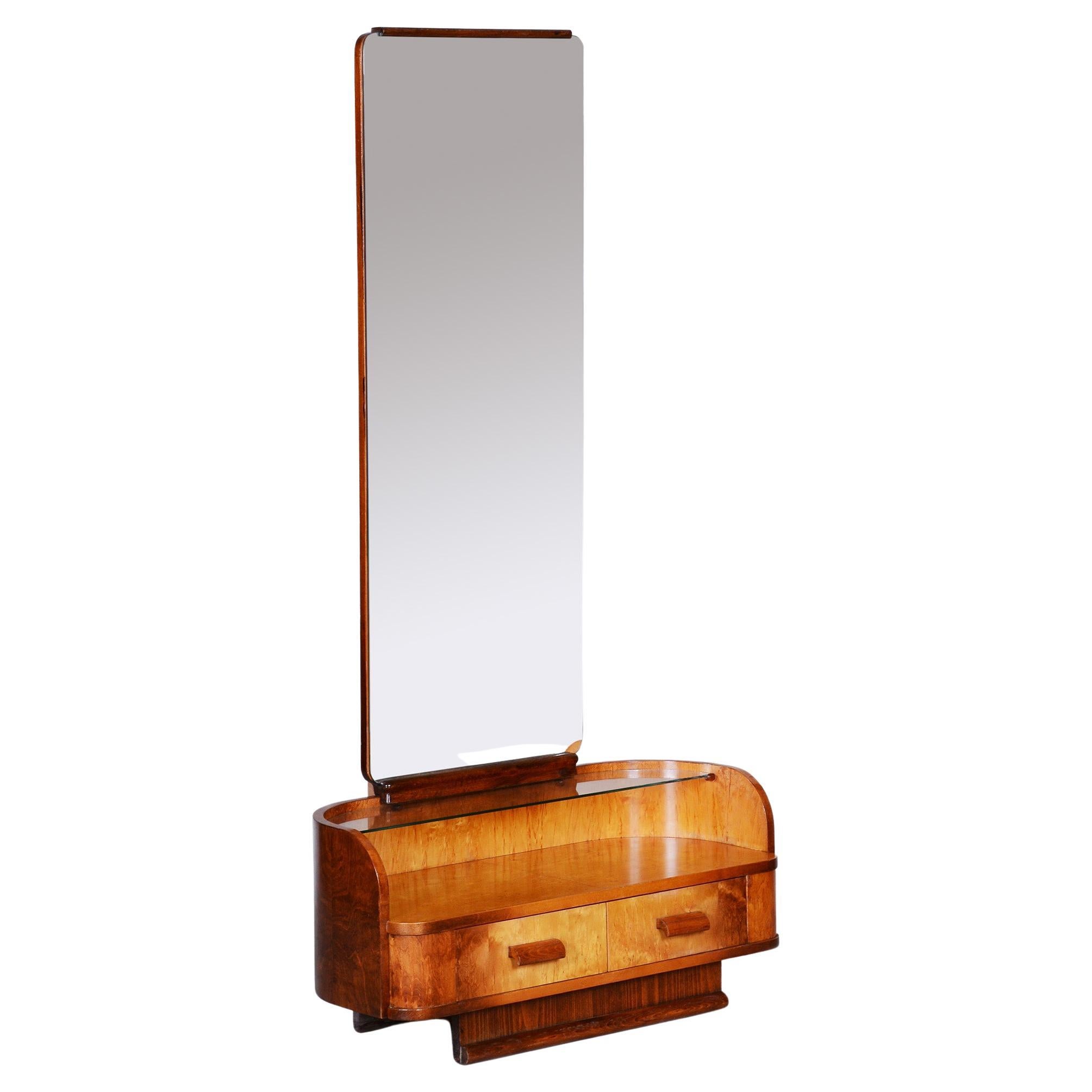 Walnut-Maple Art Deco Dressing Mirror, Jindrich Halabala for Up Zavody, 1930s