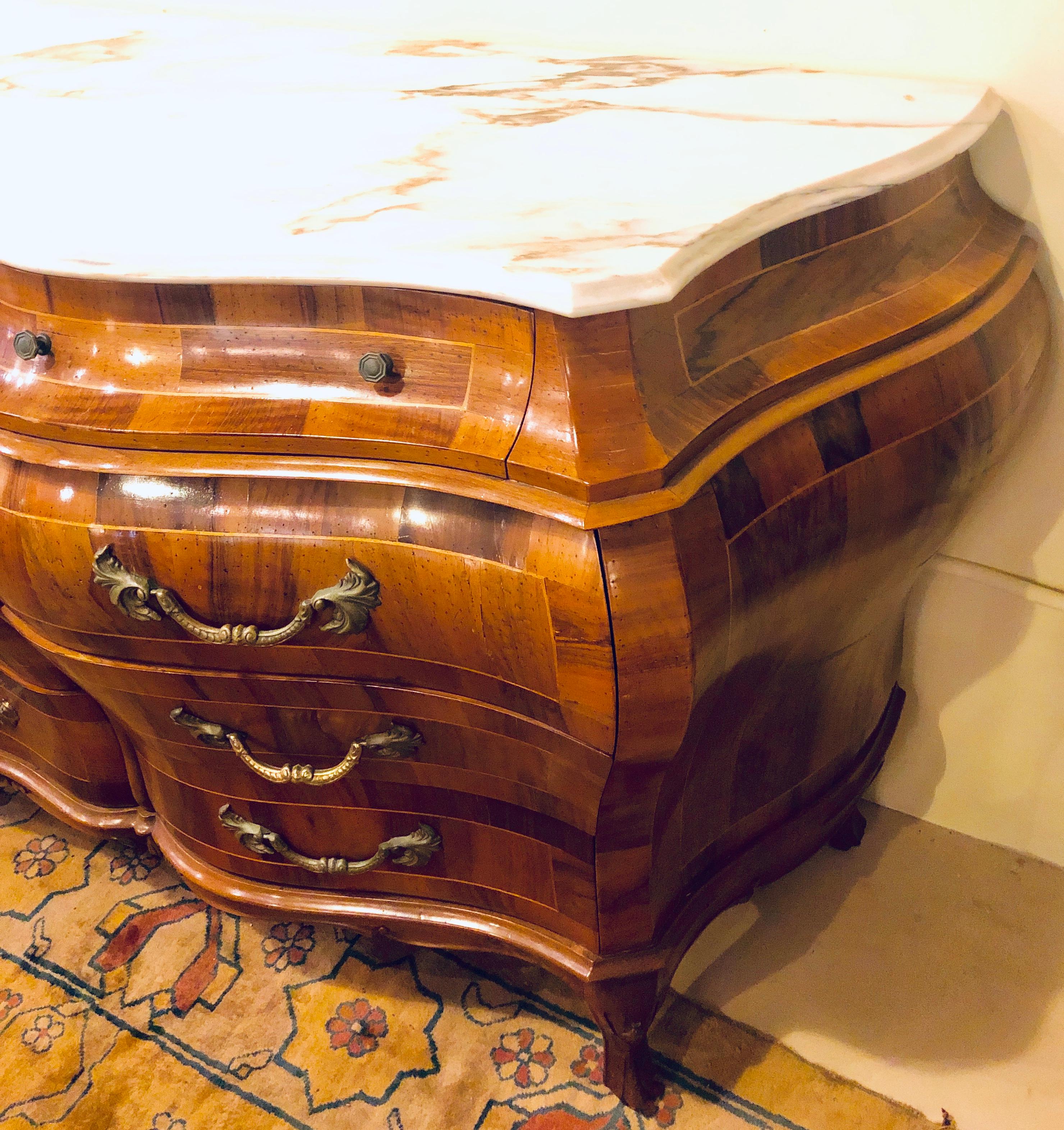 Walnut MarbleTop Bombay Dresser or Sideboard Monumental in Size at