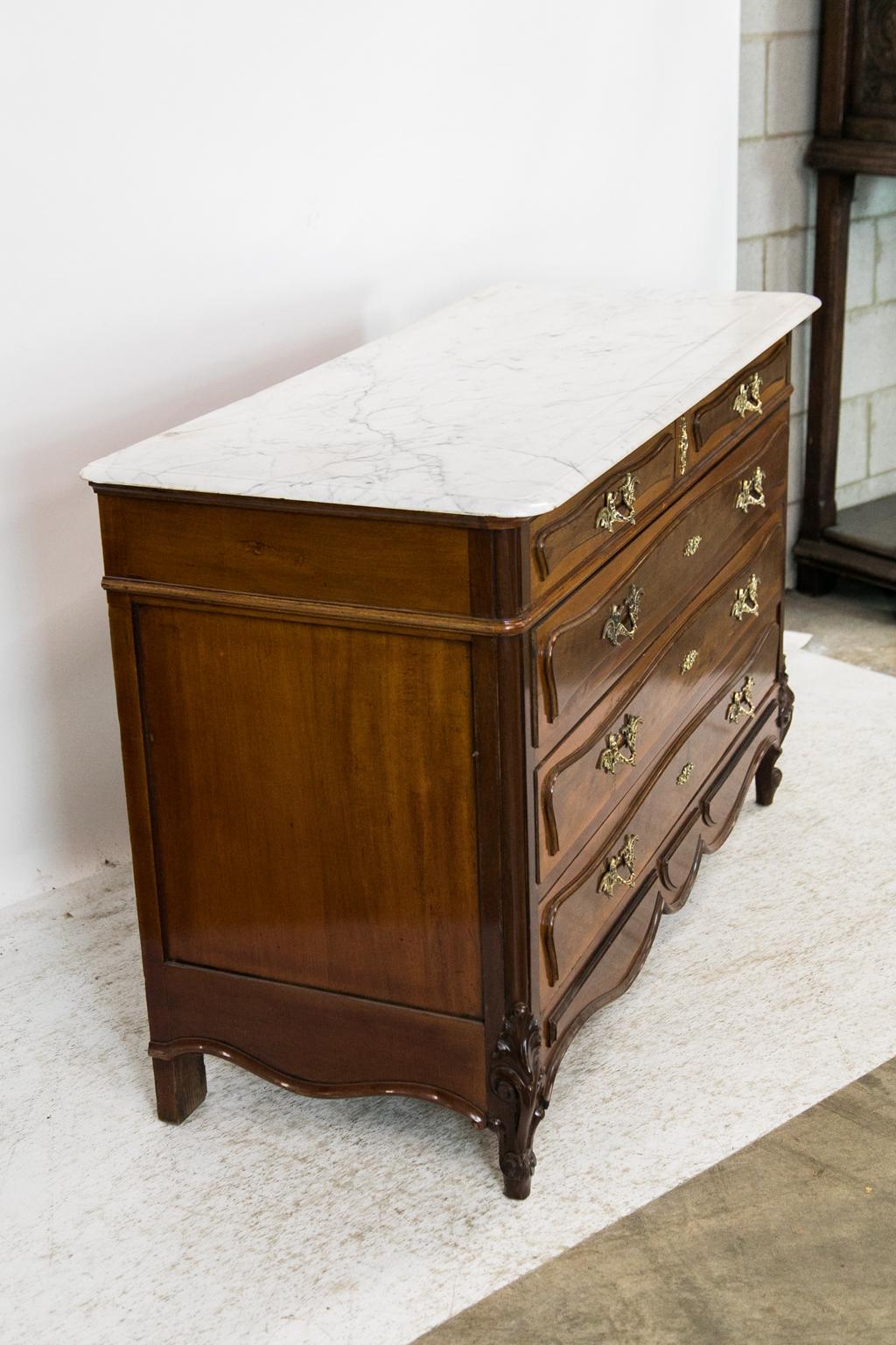 Walnut Marble Top Chest For Sale 5