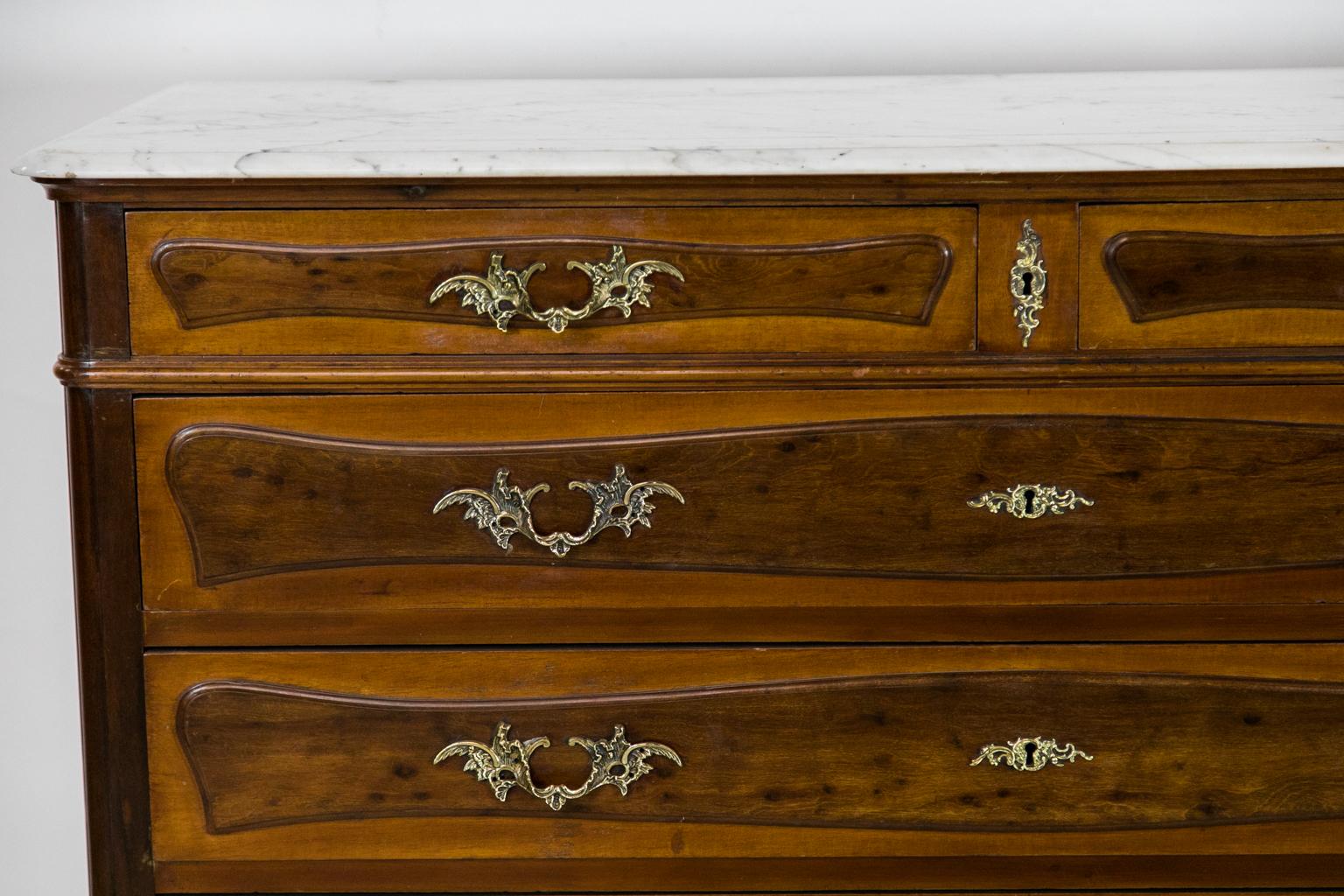 Walnut Marble Top Chest In Good Condition For Sale In Wilson, NC