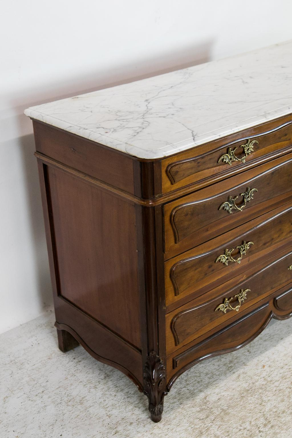 Walnut Marble Top Chest For Sale 2